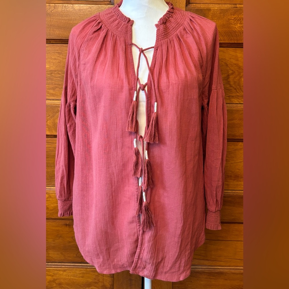 Free People Women's Open Front Tassel Blouse